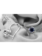 Sterling silver 925 14k 583 Sapphire earrings vec053s Russian Soviet USSR Vintage craft Art Deco style